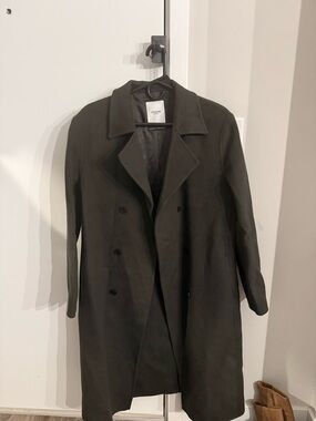 Collar Long Wool-Blend Double-Breasted Coat - cashmere and wool - Korean